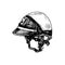 Police motorcycle helmet, gravure style ink drawing illustration isolated