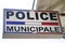 Police municipale means in french mayor Municipal police in city with text sign