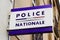 Police nationale french sign logo in wall office building in city