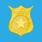 Police officer badge. Gold emblem.