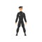 Police Officer in Black Uniform, Professional Policeman Character Vector Illustration