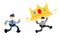 police officer burglar thief pick king crown cartoon doodle flat design vector illustration