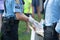 Police officer cadet with white glove