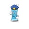 Police officer cartoon drawing of blue hawai cocktail wearing a blue hat