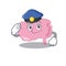 Police officer cartoon drawing of brain wearing a blue hat