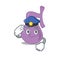 Police officer cartoon drawing of gall bladder wearing a blue hat