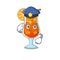 Police officer cartoon drawing of mai tai cocktail wearing a blue hat