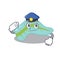 Police officer cartoon drawing of pancreas wearing a blue hat