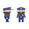 Police officer in cartoon style. Vector flat policeman. Character for game. Patrolman in uniform. Bearded man