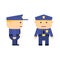 Police officer in cartoon style. Vector flat policeman. Patrolman in uniform. Character for game. Young man