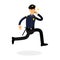 Police officer character in a blue uniform running and whistling Illustration