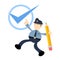 police officer man and blue checklist cartoon doodle flat design vector illustration