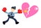 police officer man worker stress heart break love cartoon doodle flat design vector illustration
