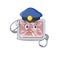 Police officer mascot design of frozen smoked bacon wearing a hat