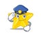 Police officer mascot design of shiny star wearing a hat