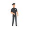 Police Officer, Policeman Character in Uniform, Emergency Service Worker Vector Illustration on White Background