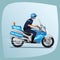 Police officer or policeman riding on motorcycle