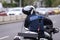 Police officer riding a BMW motorcycle in the Bucharest city traffic