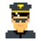 Police officer sheriff cop pixel art cartoon retro game style set