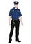 Police officer standing front side, vector cartoon portrait male cop full-length, multicolor painted human in a police uniform wit