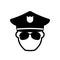 Police officer with sunglasses silhouette icon. Clipart image