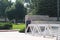 Police officer waits at Lincoln State Capital in Nebraska