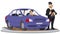 Police officer writing ticket. Traffic violation. Illustration for internet and mobile website