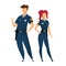 Police officers flat color vector faceless characters