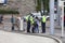 Police officers helping a woman to find her way in Zurich