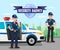 Police Officers on Mission Flat Color Illustration