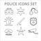 Police outline icons set. Linear vector illustration