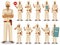 Police people concept. Detailed illustration of indian policeman standing in different poses in flat style isolated on