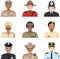 Police people concept. Different policeman characters avatars icons set in flat style on white background