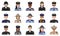 Police people concept. Different policeman and policewoman characters avatars icons set in flat style isolated on white background