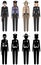 Police people concept. Set of different detailed illustration and silhouettes of SWAT officer, policeman, policewoman