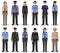 Police people concept. Set of different detailed illustration of SWAT officer, policeman, policewoman and sheriff in flat style