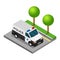 Police pickup van isometric 3d car truck