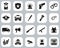 Police Or Police Force Icons Black & White Flat Design Set Big