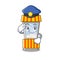 Police popcorn vending machine cartoon isolated mascot