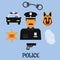 Police profession flat icons and symbols