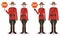 Police and quarantine concept. Couple of canadian policeman and policewoman in traditional uniforms and protective masks standing