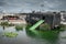 A police riot van in Water Cannon Creek at Banksys Dismaland.