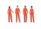 Police security character concept. Vector flat person illustration set. Group of multi-ethnic people. Arrested convict in orange