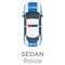 Police Sedan Top View Flat Vector Icon