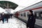 Police sergeant on the railway platform of the Orekhovo-Zuyevo station of the Moscow region