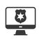 police shield on computer desktop screen, police official website icon