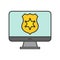 police shield on computer desktop screen, police official website icon, editable stroke