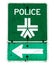 Police sign and arrow