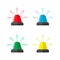 Police sirens, red blue green and yellow color, road warning signals