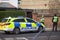 Police stand in the street of Bedford town, uk